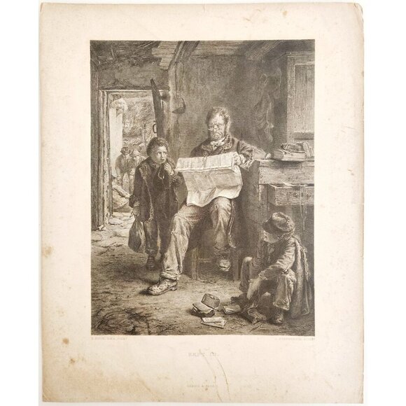 1870s Kept In Steel Engraving Victorian E. Nicol Poverty Family Life DWXX8 - Picture 2 of 2